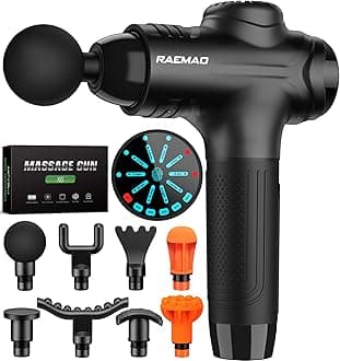 RAEMAO Massage Gun, Handheld Electric Deep Tissue Muscle Massager for Athletes for Pain Relief Attaching 8 Replacement Heads, Percussion Massager with 10 Speeds, Father's Day Gifts, Black