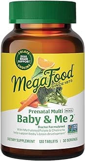 – MegaFood Baby & Me 2 Prenatal Multi Minis - Prenatal Vitamins for Women with Choline & Methyl Folate - Gluten-Free, Vegetarian, Pre Natal Multivitamin for Women 120 Minis Tablets, 30 Servings