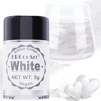 Edible Glitter - Luster Dust Edible for Cocktail Food Grade Drink Glitter for Cake Decorations, Easter Eggs, Baking, Macarons, Strawberries - 5g/Bottle (White)