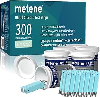 Metene TD-4116 Blood Glucose Test Strips, 300 Count Test Strips for Diabetes, Use with metene TD-4116 and metene S Blood Glucose Monitor Only(No Monitor)