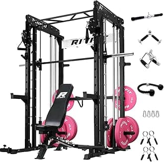 RitFit M1 & M1 Pro Smith Machine with Cable Crossover System, Multi-Function Squat Rack Power Cage for Home Gym, Power Rack and Packages