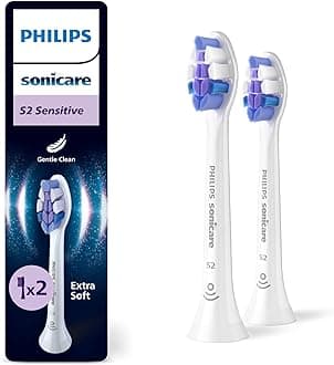 Philips Sonicare S2 Sensitive, Genuine Replacement Toothbrush Heads, White, 2 Pack, HX6052/87