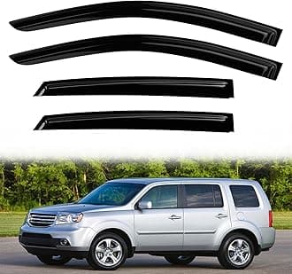 4PC Rain Guards for 2009-2013 Honda Pilot Window Visors Deflectors Sun Shades Vent Tape On Out Channel