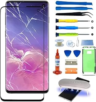 for Samsung Galaxy S10 Front Glass Repair Kit Screen Replacement Outer Glass Screen incl Waterpoof Frame Adhesive,Repair Glue and Lamp Tool Kit(No Digitizer,No LCD) 6.1 inch