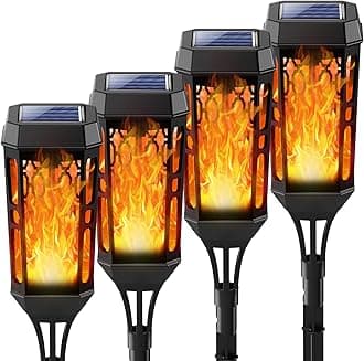 Solar Lights, 6 Pack Solar Flame Lights, IP65 Waterproof Solar Flickering Dancing Lights,Landscape Lighting Auto On/Off for Outdoor Garden Patio Pathway Yard Driveway Halloween Decorative. (4)