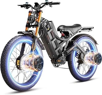 eAhora[2025 Upgraded] Romeo Pro Ⅲ 5600W 46-50MPH Dual Motor Electric Bike 60V 80AH 250Miles Long Range Ebike Air Full Susepension Electric Mountain Bike, UL2849