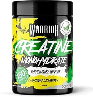 Warrior Creatine Monohydrate Powder 500g (150 Servings) – Pure Micronised Creatine Powder Supplement for Men & Women, Pre & Post Workout Strength, Muscle Growth & Recovery, Vegan – Lightning Lemonade
