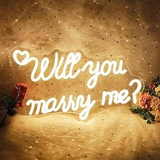 Will You Marry Me Neon Sign for Wall Decor, LED Hanging Proposal Wedding Party Engagement Neon Light Signs, Dimmable Marry Me Light Up Signs Room Decoration USB Powered