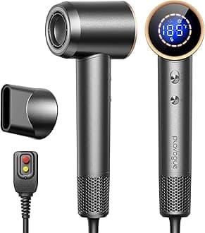 Plavogue Dual Voltage Hair Dryer, 110-220V High-Speed Brushless Motor Negative Ionic Travel Hair Dryer for Fast Drying, Low Noise Thermo-Control HairDryer with 360° Magnetic Nozzle, Gray