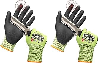 SchwerProGuard Highest Level Cut Resistant Work Gloves PR3326 for Extreme Protection，ANSI A9 Cut Gloves with Reinforced Thumb, Non Slip, Non PFAS, Durable, Touch-screen, Yellow 2 Pairs L