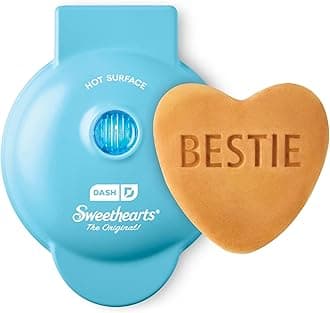 Dash & Sweethearts® Mini Waffle Maker- Mini Machine for Creative Homemade Treats - Nonstick Iron with Unique Print Design - Stylish Waffle Machine - Bestie Blue