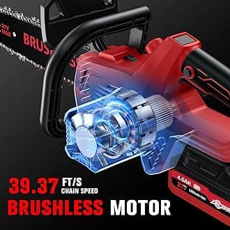 Decerk Chainsaw Cordless, 12 Inch Electric Chain Saw with 21V Battery Powered, Handheld Brushless Chainsaws with Tool-free Chain Tension & Auto Lubrication for Tree, Wood Cutting, Courtyard, Household
