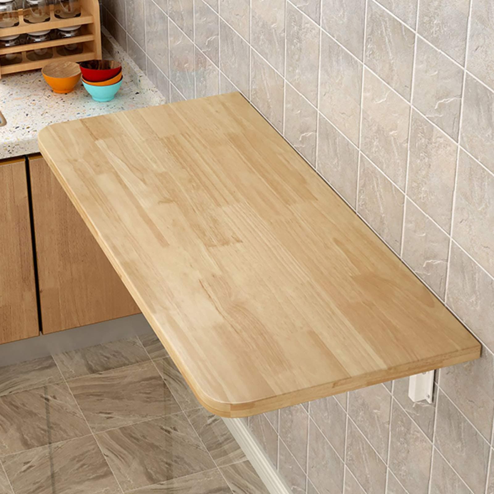 FeelmeWooden Corner Folding Computer Table, Folding Wall-Mounted Drop-Home Dining Table, Small Space Study Table Computer Table Notebook Table Children Table