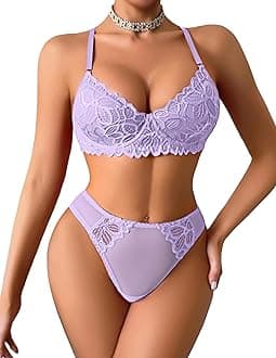 Avidlove Lingerie for Women 2 Pieces Lingerie Set Lace Bra and Panty Sets Sexy Babydoll Underwear