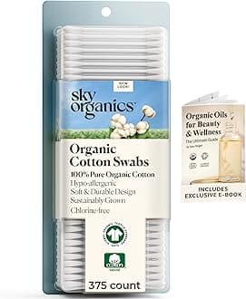 Organic Cotton Swabs, Ultra Soft Tips - Strong & Durable - Hypoallergenic - Chlorine Free - Sustainable - Natural, Vegan & Cruelty Free - Skin Care & Self Care w ebook