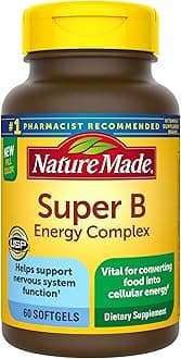 Nature Made Super B Energy Complex, Dietary Supplement for Nervous System Support, 60 Softgels, 60 Day Supply