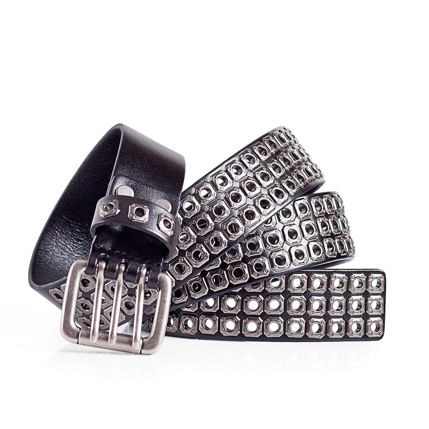 Mens Leather Biker Belt with Studs (36)