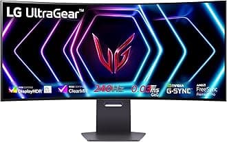 LG UltraGear Curved OLED Gaming Monitor 39GS95QE, 39 Inch, 1440p, 240Hz, 0.03ms Response Time, HDR 10, NVIDIA G-Sync compatible & AMD FreeSync, Smart Energy Saving, DisplayPort, HDMI