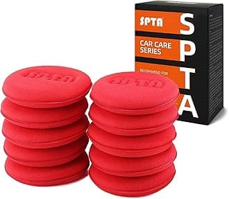 SPTA 10Pcs Foam Wax Applicator Pads, 4inch Hand Wax Pad(Red), Soft Car Detailing Sponges,Supreme Shine Pad, for Car Cleaning, for Car Detail Cleaning, Waxing pad