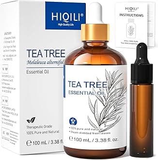 HIQILI Tea Tree Oil 100ml for Nail Fungus, Acne, Skin & Hair Care, Aromatherapy, Diffuser