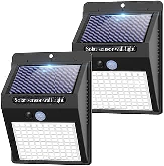 2 Pack Outdoor Solar Motion Lights - 3 Modes/100LED Wireless, IP65 Waterproof Solar Security Lights with Motion Sensor for Front Door, Backyard, Garage, Deck