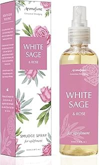 Aromafume White Sage & Rose Smudge Spray & Natural Mist | 100 ml / 3.3oz | Salvia Apiana & Rose Extracts. Accentuates Romance, Intimacy & Positivity. Non-alcoholic, non-toxic & vegan