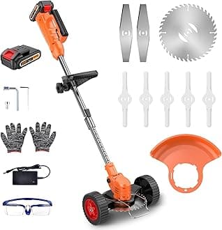 Cordless Lawn Trimmer Weed Wacker -GUIFIN 21V Lawn Mower Grass Edger with 2* Li-Ion 2.0Ah Batteries & 3 Cutting Blade Types, Compact Power Tool for Lawn Yard Work 01