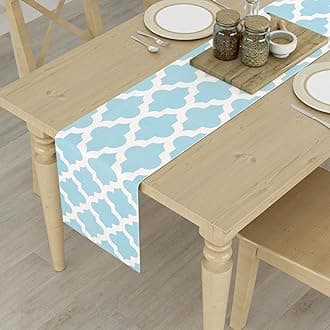 HOMEMONDE Cotton Table Runner for 6 Seater Dining Table 12 x 72 Inches - Coffee Table Cloth, Pastel Blue