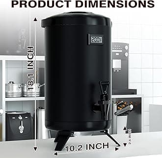 Insulated Beverage Dispenser-75 Cup Hot Drink Beverage for Catering-Stainless Steel Hot Beverage Dispenser 12 L/3.2 Gallon Hot Coffee Dispenser with Spigot for Hot tea, Water,Juice (black)