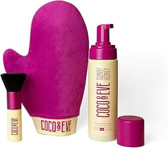 Self Tanner Foam Bundle - (Dark) Streak-Free Sunless Tanning Mousse, Included Mitt Applicator & Kabuki Brush, Vegan, Cruelty Free | Sunny Honey Bali Bronzing