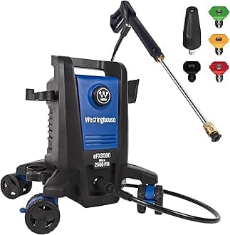 ePX3500 Electric Pressure Washer, 2500 Max PSI 1.76 Max GPM with Anti-Tipping Technology, Onboard Soap Tank, Pro-Style Steel Wand, 5-Nozzle Set, for Cars/Fences/Driveways/Home/Patios