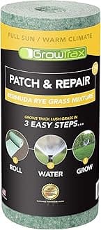 Growtrax Biodegradable Grass Seed - 50 SQFT Bermuda Rye - Grass Seed and Fertilizer for Lawns, Dog Patches & Shade - Just Water & Grow - No Fake or Artificial Grass
