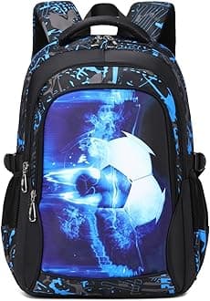 Boys Backpack for Elementary Kids Bookbag Middle School Bags Heavy Duty Soccer Laptop Durable Waterproof 18 In (2-Blue)