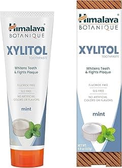 Botanique Whitening Antiplaque Toothpaste with Xylitol, Fluoride Free, for Plaque Reduction & Gentle Whitening, 4 oz