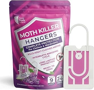 ComfortneSS 9 x Moth Killer Hangers For Wardrobes | Moth Repellent Hangers Protect Clothes In Wardrobes & Drawers | Lavender Fragrance | 24 Months Protection | Trap & Balls Alternative