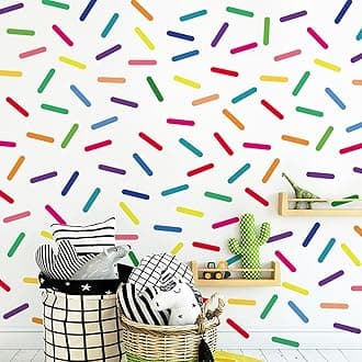 10 Sheets Confetti Wall Decals Colorful Sprinkle Wall Stickers Mini Stripe Vinyl DIY Removable Peel and Stick Wallpaper for Kids Baby Bedroom Nursery Classroom Office Home Party Decoration