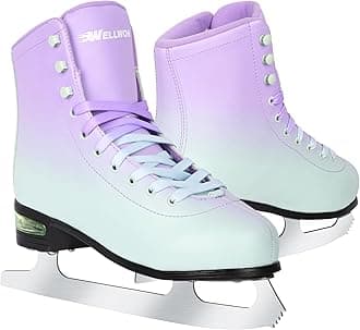WELLWON Figure Skate for Women and Mens, Classic Design High-Top PU Leather Ice Skates for Outdoor and Indoor, Figureskates for Beginner