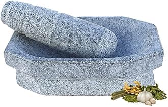 Mortar and Pestle Set - 8" Inch Kalvam Stone Masher, Khalbatta, Kharal, Musal Traditional Herbal Grinding Stone Herbs Spices Kalvam Masher Herbal Spice Grinding