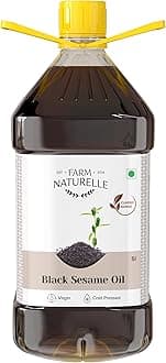 Farm Naturelle 100% Pure & Unrefined Cold Pressed Black Sesame (Gingelly) Oil – 5L Plastic Bottle | Kolhu/Kacchi Ghani/Chekku | Natural Daily Cooking Oil | Chemical-Free | Rich Aroma & Flavour