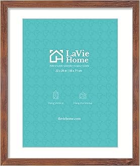 LaVie Home 22 x 28 Picture Frame Brown Poster Frame,Display Pictures 18x24 with Mat or 22x28 Without Mat, Stable and Sturdy Frame and Polished Plexiglass, Suitable for wall decoration（1 Pack）