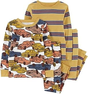 4 Piece Pajama Set (Multi Stripe Cars, 18 Months)