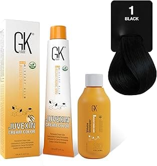 - GK HAIR Global Keratin Natural 1 Black Hair Color Cream Tube (3.4 Fl Oz/100ml) + 20 Volume Developer (5 Fl Oz/150ml) - Professional Permanent Long Lasting Toner Dye
