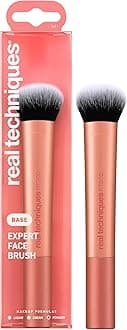 Real Techniques Expert Face Makeup Brush, For Liquid and Cream Foundation, Blush, and Bronzer, Buildable Coverage for Base Makeup, Dense, Synthetic Bristles, Vegan and Cruelty-Free, 1 Count