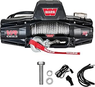 WARN VR EVO 10-S Electric 12V Winch – 10,000 lb Pull Capacity, Synthetic Rope, IP68 Waterproof, High-Performance Off-Road Recovery Winch for Trucks, Jeeps, and SUVs