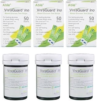 Ino Blood Glucose Test Strips for Diabetes - 150 Counts Accurate Diabetic Test Strips for Monitoring Blood Sugar - Compatible with Vivaguard Ino Glucometers Only, Green