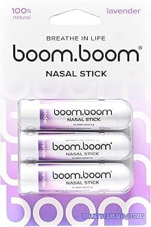 BoomBoom Nasal Stick | Vapor Flow Technology | Cool Refreshing Sensation | Natural Mood Boost | Simple Ingredients | Essential Oils + Menthol Inhaler (Lavender)