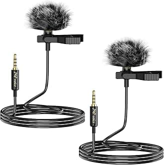 PoP Voice 2Pcs Professional Lavalier Lapel Microphone 3.5mm Compatible With DJI Mic/Rode Wireless GO Transmitters for Smartphone Camera, Mini Mic for YouTube, Interview, Video, Broadcasters