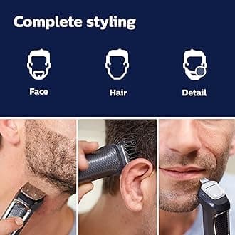 Philips MG3750/60 Rechargeable Black, Metallic Hair Clipper & Razor – Shaver (Black, Metallic, 60 min, Integrated, AC/Battery, 1h, Lithium ion)
