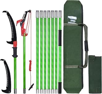 26FT Pole Pruning Saw Long Handle Adjustable Length,Tree Pruner Tree Loppers Long Reach for Palm Oak High Branches,with Carry Bag and Sturdy Pole, Cuts Clean and Fast (Contains Scissor-C)