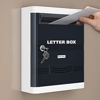 Plantex Suggestion Box/Durable Plastic Letter Box/Mail Box for Home gate with Key Lock/Complaint Box for Hotel/School/Office - (Grey & White), Wall Mounted